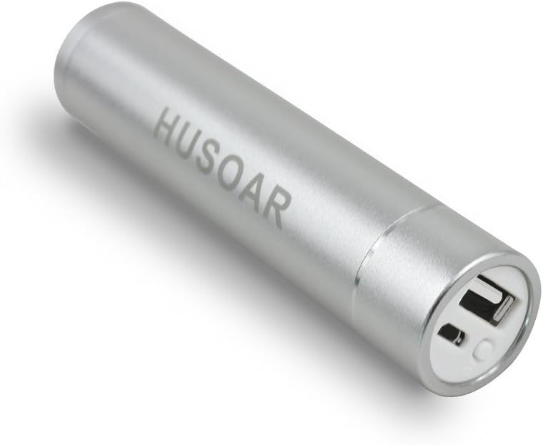 HUSOAR TB42Z 3200mAh Lipstick Size Power Bank High-density Li-polymer Portable Charger External Battery Backup For iPad iPhone 6S 6 Plus Samsung Huawei and More-Silver