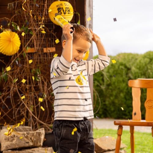 BVB Langarm-Shirt für Kleinkinder Gr. 110/116, Grau-Weiß Gestreift, Emma-Design mit BVB-Logo, Bio-Baumwolle