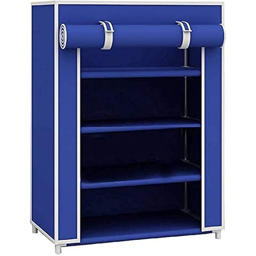 EASY BUY Shoe Rack 4 Shelves Plastic Blue