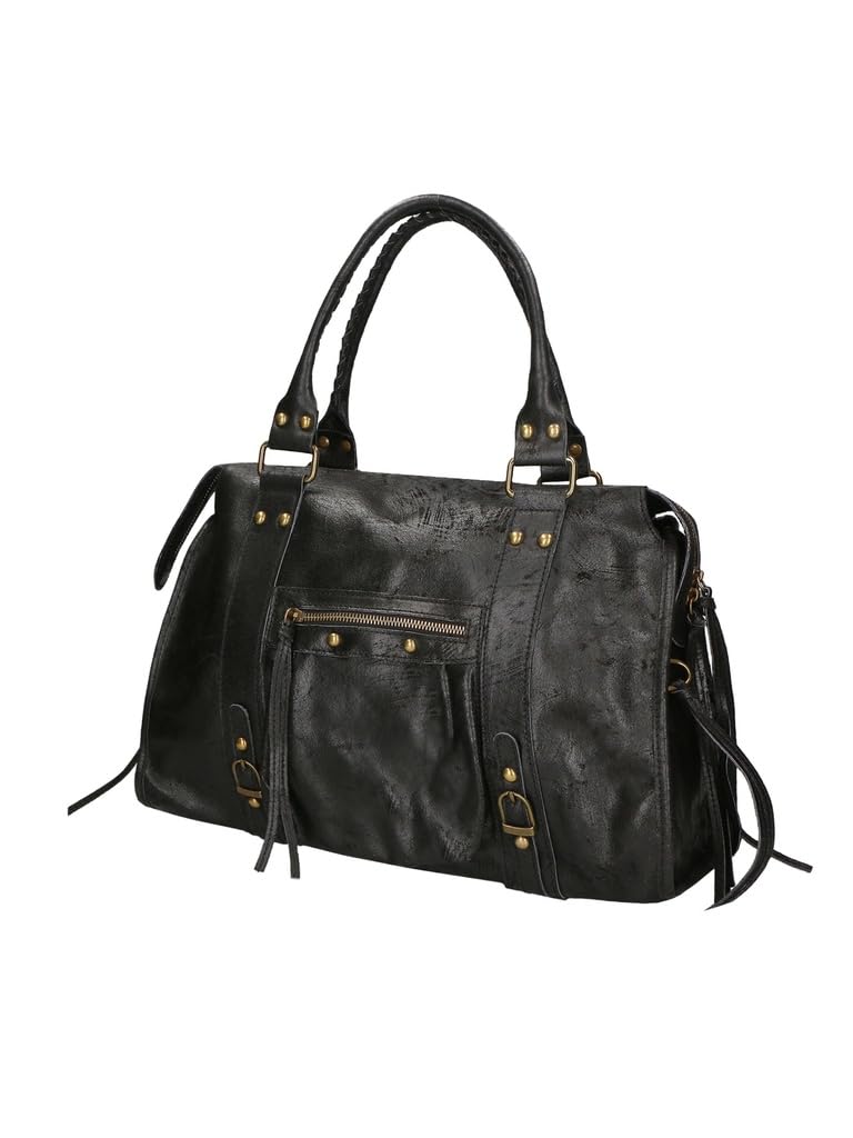 Gave Lux Sac à Bandoulière Femme en Cuir Véritable, Fait Main en Italie - Grand Sac Élégant Pour Usage Quotidien - Design Italien Authentique GLX220609023FBG-PARENTS 41 x 28 x 13 cm