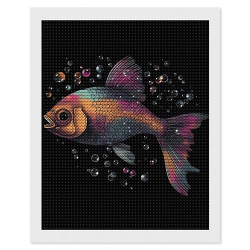 Peinture diamant poisson multicolore pour décorer un salon ou s'offrir une pause détente