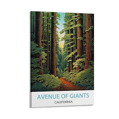 Poster Avenue of Giants California sur toile premium KmoNo décor mural 60x90 cm