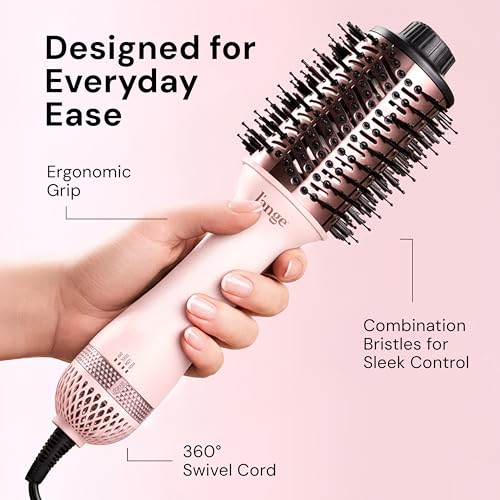 L'ANGE HAIR Le Volume 2-in-1 Titanium Blow Dryer Brush | Frizz Control Blowout Hair Dryer Brush for Drying and Styling | Volumizing Hot Air Styler for All Hairstyles | Oval Barrel | Blush - 75mm - image 7