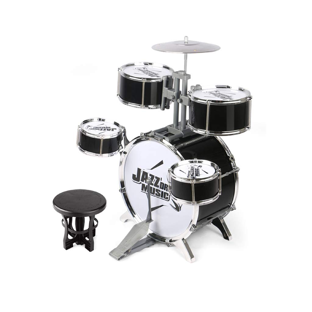 X-CAT Drum Kit Children's Beginner Jazz Drum Toy Drumming Instrument 3-6 Year Old Boy Beat Drum Gift (color : BLACK)