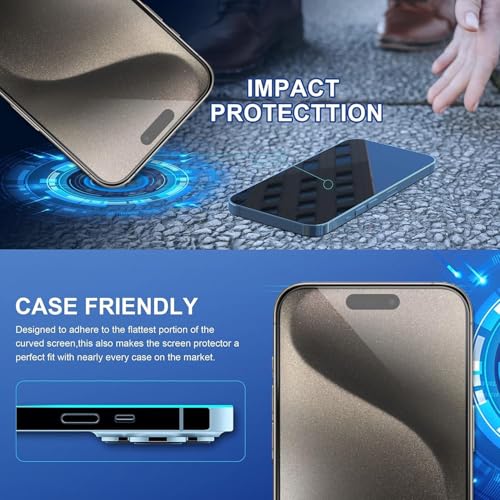 Image of AIBEX Tempered Glass for Apple iPhone 15 / Apple iPhone 16 | 9H Hardness | Anti-Glare & Anti-Fingerprint | Water Resistant | Edge-to-Edge Full Screen Protector | Bubble-Free Installation