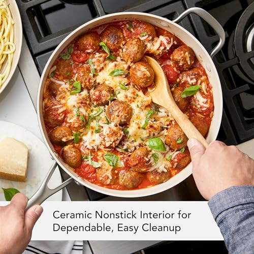 Image of KitchenAid Hard Anodized Ceramic Nonstick Saute Pan with Lid, 5 Quart - Matte Black