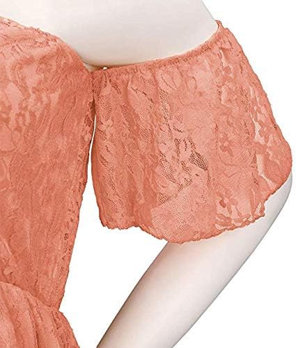 Miniatura 4 de Sicily Vestido de maternidad largo con hombros descubiertos de encaje para mujer Plus fotografía