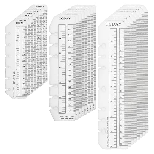 Règles marque-page pour feuilles mobiles : lot de 24 intercalaires en plastique 3 styles