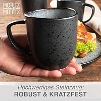 Moritz & Moritz Kaffeetassen 6er Set - Kaffeebecher Set Grau aus robustem Steingut mit einzigartigem Farbverlauf - Spülmaschinengeeignetes Tassenset - Serie Organic – Ansicht 6
