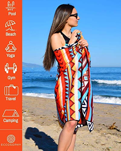 Eccosophy Beach Towels- Sunset By The Sea Collection Includes 3 Quick Dry, Sand Proof Microfiber Beach Towels #TOP2