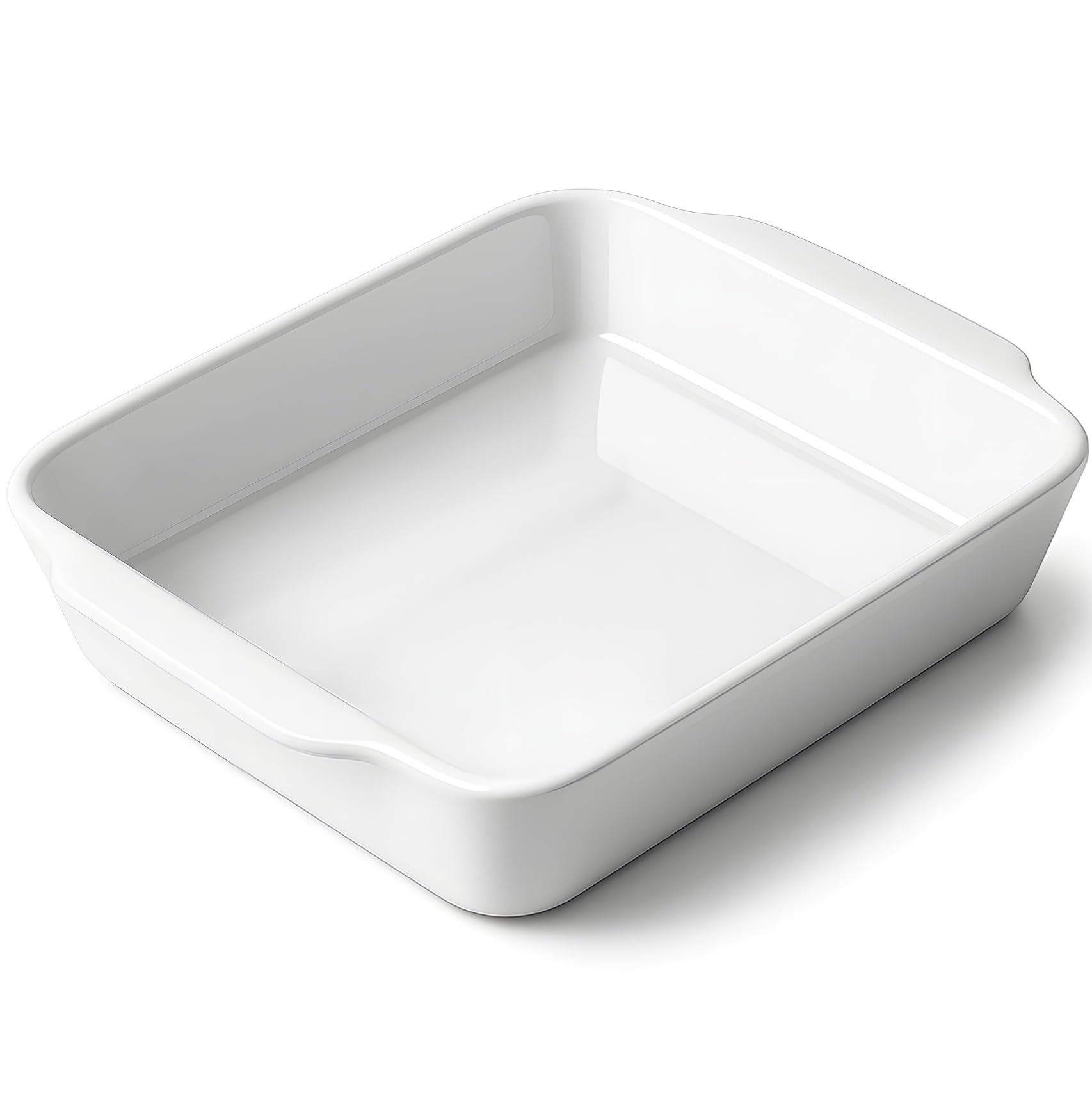 HOMBENE 3 QT Breite Keramik Auflaufform Weiß Auflaufform mit Lasagnepfanne für Backofen Keramik Backform Küche Dekor Mikrowellenofenfest Abendessen Hochzeit (23,9 x 30 cm)