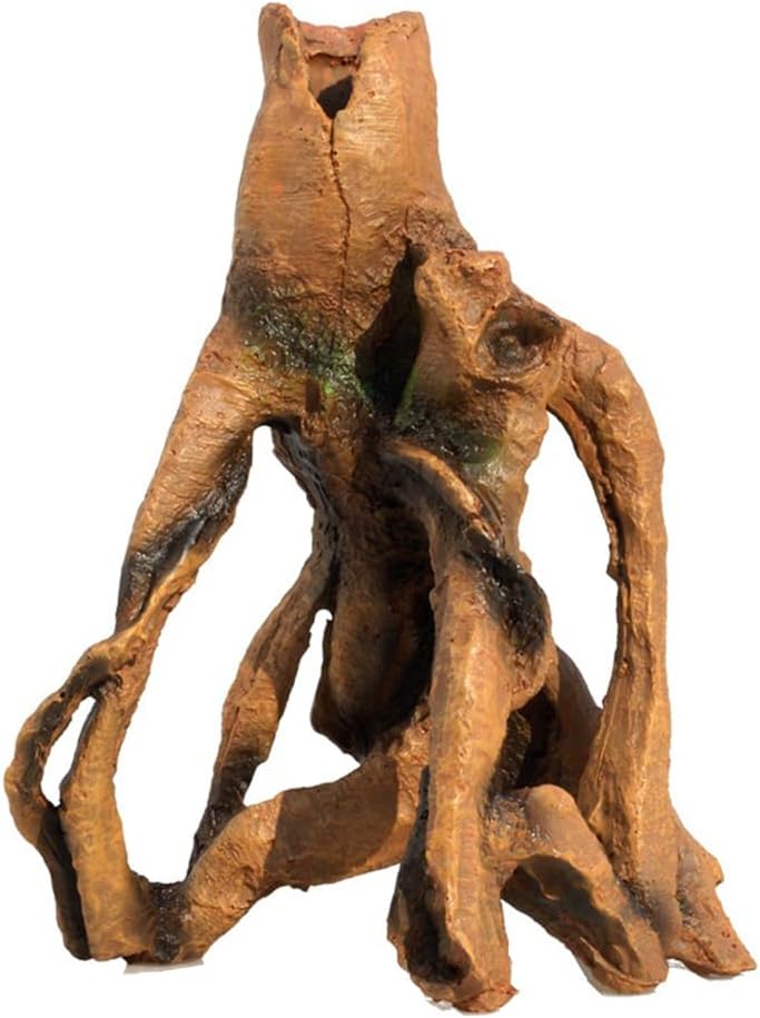 Angoily Simulation Tree Trunk Aquarium Decor 9.05X7.08X6.69In Resin Fish Tank Stump Ornament with Hideout for Aquatic Pets Underwater Decoration