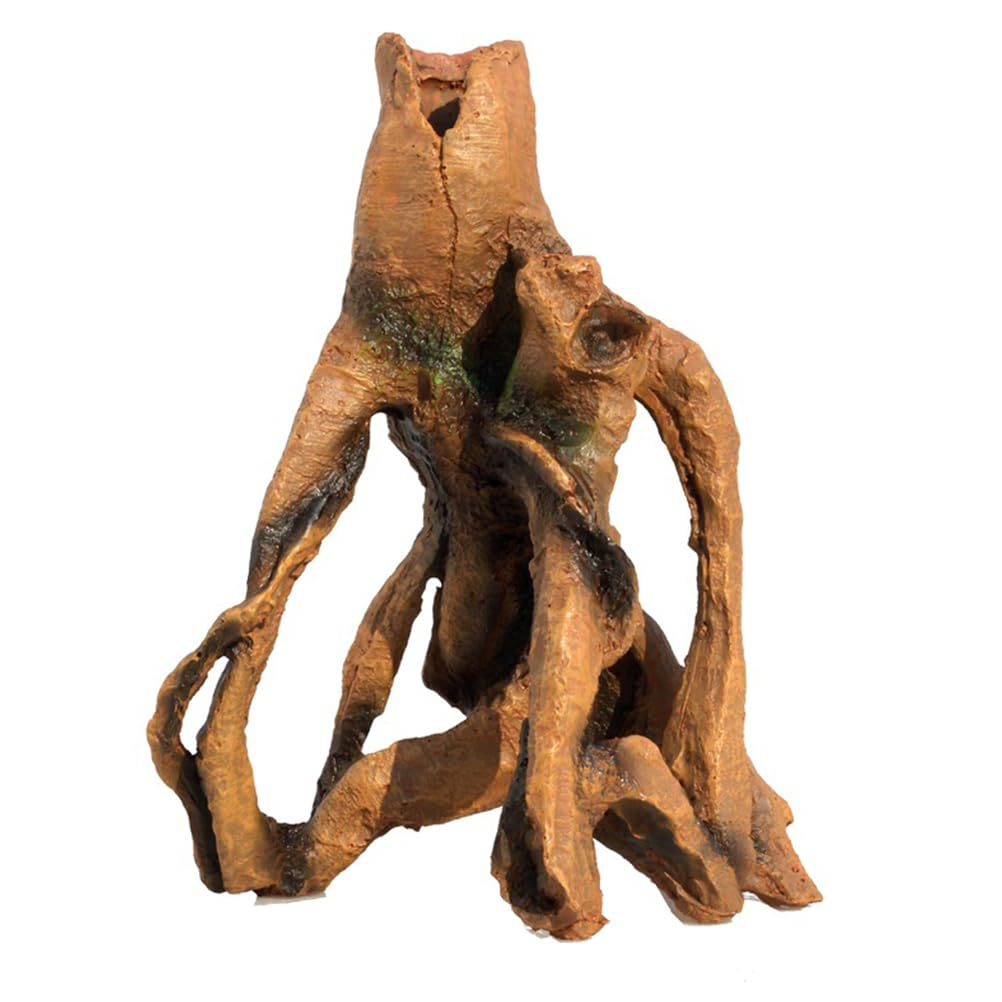 Angoily 1 pièce imitation tronc d'arbre décoratif souche reptichip aquarium fosse jeans pour chiens fausses plantes reptiles aquarium cachette grotte aquarium décoration bûche bois résine