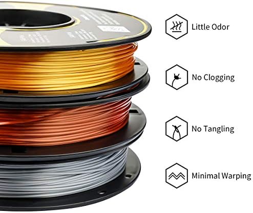 ERYONE Silk PLA Filament 1.75mm,3D Printing Filament PLA for 3D Printer and 3D Pen, 0.5kg/1Spool,3rolls/Pack