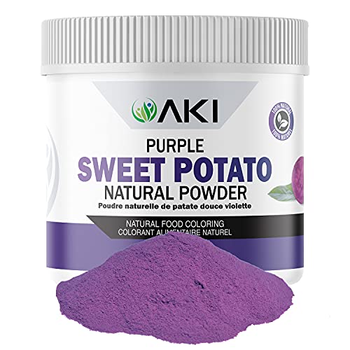 Aki Purple Sweet Potato Powder - Ideal Food Coloring For Smoothies & Baking - Rich in Phytonutrients, Antioxidants & Vitamins - Neutral Flavor, Sugar-Free, Plant Food Starch Color, Gluten Free Flour (5.29oz/150g)