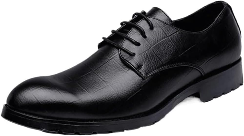 Men's Wingtip Dress Sneakers Faux Patent Leather Lace-Up Outdoor Office Business Formal Tuxedo Shoes for Men Comfortable Work Wedding Shoes