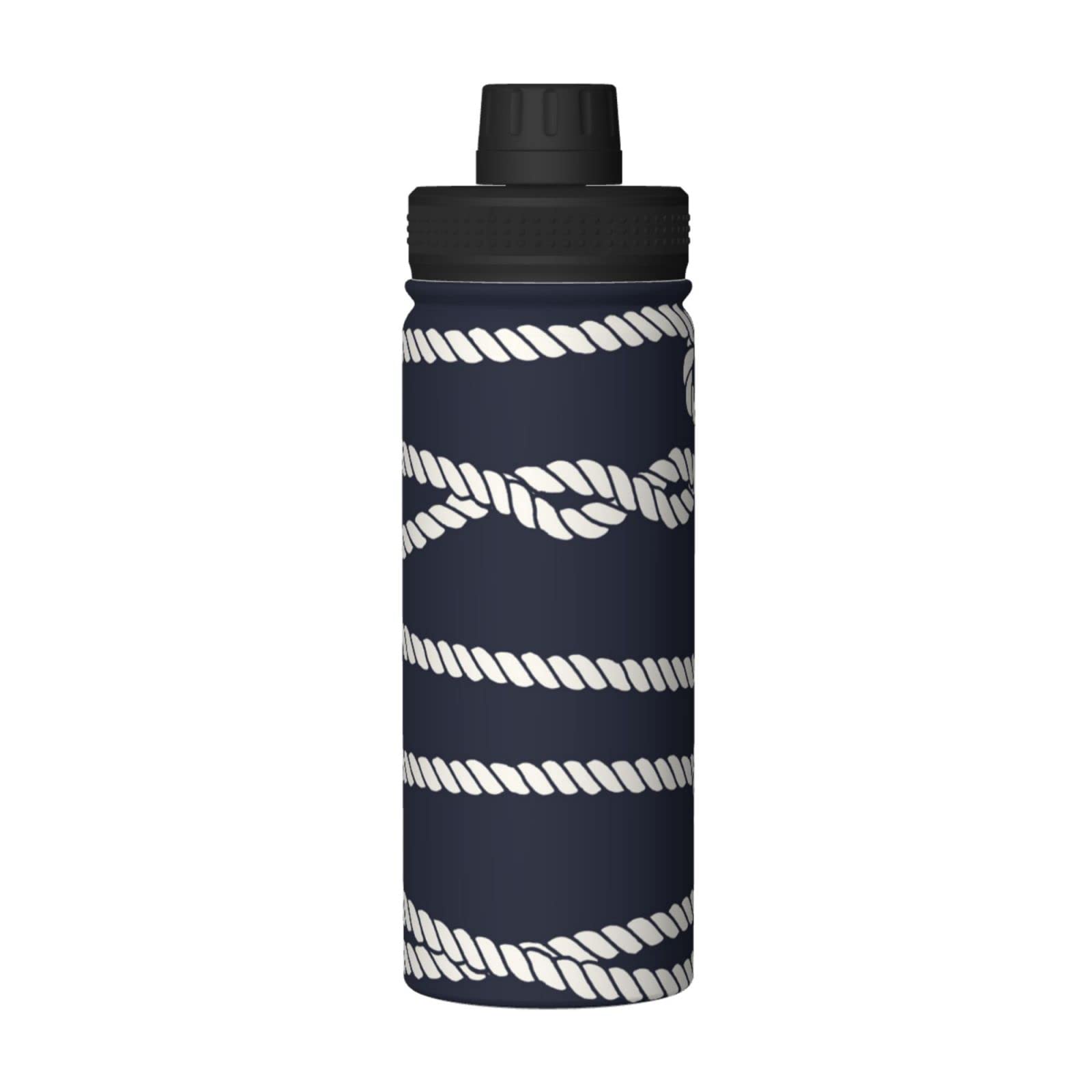 Rope Knot Sport-Wasserflasche, 510 ml, isolierte Edelstahl, auslaufsichere Wasserflasche für Reisen, Fitnessstudio, Büro