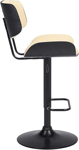 Miniatura 5 de Armen Living Brooklyn Taburete giratorio ajustable de piel sintética y madera negra con base negra