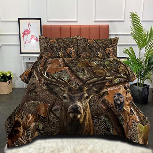 Image of NINENINE Camo Comforter Set, Queen Size Bedding Set for Boys, Hunting Bed Set With 1 Comforter 2 Pillowcases