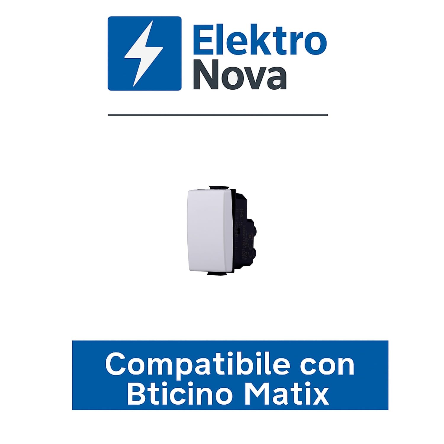 Elektronova Toggle Switch Compatible Bticino Matix 1p 16A Colour White Pack of 10