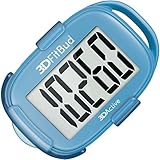 3DFitBud Simple Step Counter Walking 3D Pedometer with Lanyard, A420S (Blue with Clip)
