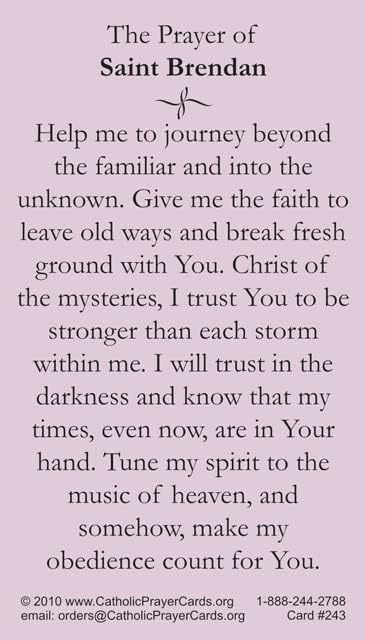 St. Brendan LAMINATED Holy Card (5-pack) with Two Free Prayer Cards Included - Image 2