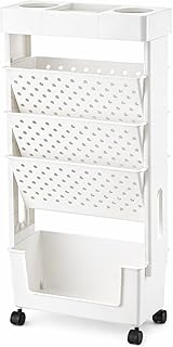 BücherregalamSchreibtisch,SchreibtischOrganizer,BücherundZeitschriftenständer,MultifunktionalesOrganisation Regal , für Arbeitszimmer, Büro schmaler Rollwagen und mobiles Präsentationsregal(White)