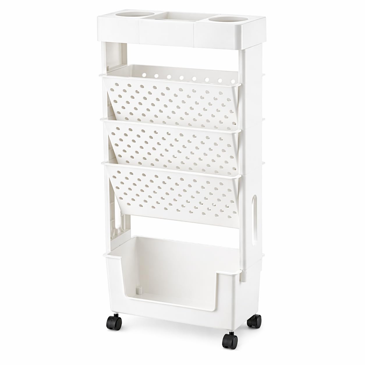 BücherregalamSchreibtisch,SchreibtischOrganizer,BücherundZeitschriftenständer,MultifunktionalesOrganisation Regal , für Arbeitszimmer, Büro schmaler Rollwagen und mobiles Präsentationsregal(White)
