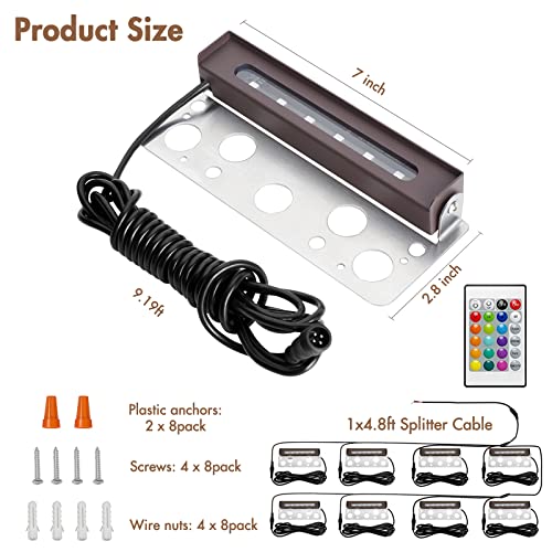 Ovac Hardscape Paver Lights 7 Inch Rgb Retaining Wall Lights 1.5W 360° Swivel 12V Dc Low Voltage Step Lights Outdoor, Ip65 Waterproof Led Hardscape Lighting Deck Stair Lights[8Pack] #TOP5