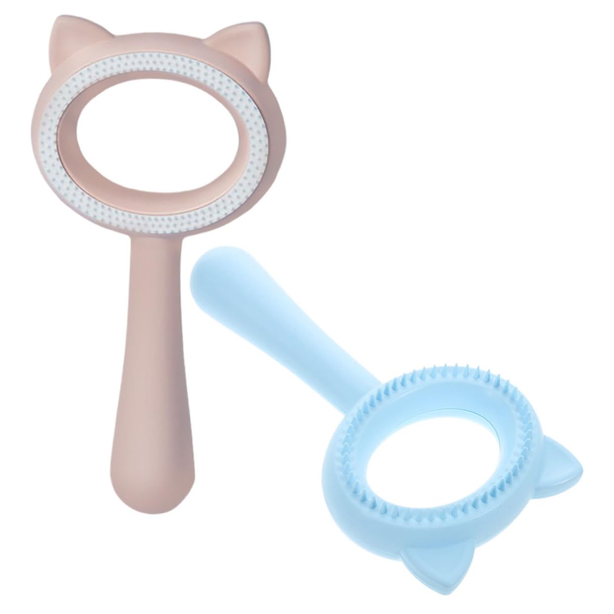 Parliky 2 Pcs Pet Grooming Comb Double-sided Hair Remover Deshedding Brush for Cats and Dogs Grooming Tool Cat Ear Design Home Use