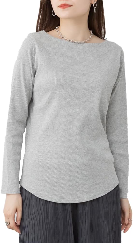 Amazon | WK-0501 2×2リブボートネックカットソー 長袖 レディース