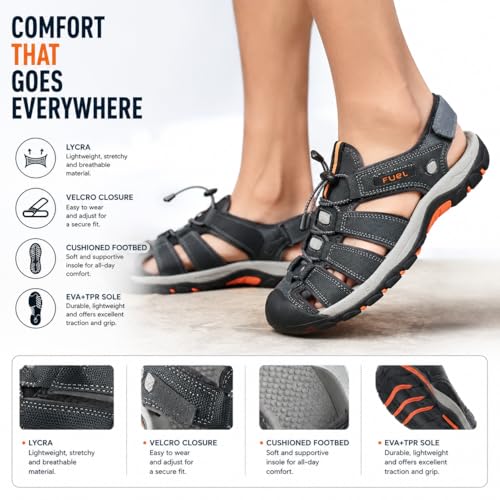Image of FUEL Soldier-08 Flexible Fisherman Comfortable & Breathable Sporty Look Outdoor Sandals for Men in Protective Bump Toe with Anti-Skid & Trendy Footwear