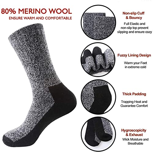 Loritta 2 Pack 80% Merino Mens Wool Socks, Winter Warm Thermal Socks For Men Cold Weather #TOP3