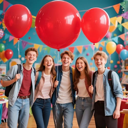 Image of Red Big Balloons 32pcs, 18 Inch Large Latex Giant Heavy Duty Balloons for Birthday Wedding Baby Shower Decorations