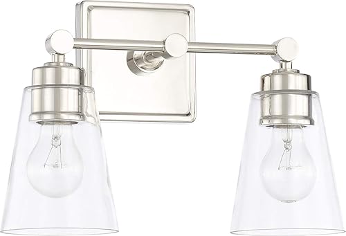 Miniatura 13 de Capital Lighting 8302BN-128 Baxter - Soporte de pared para tocador de baño, vidrio de leche, 2 luces, 200 vatios totales, 11 pulgadas de alto x 16