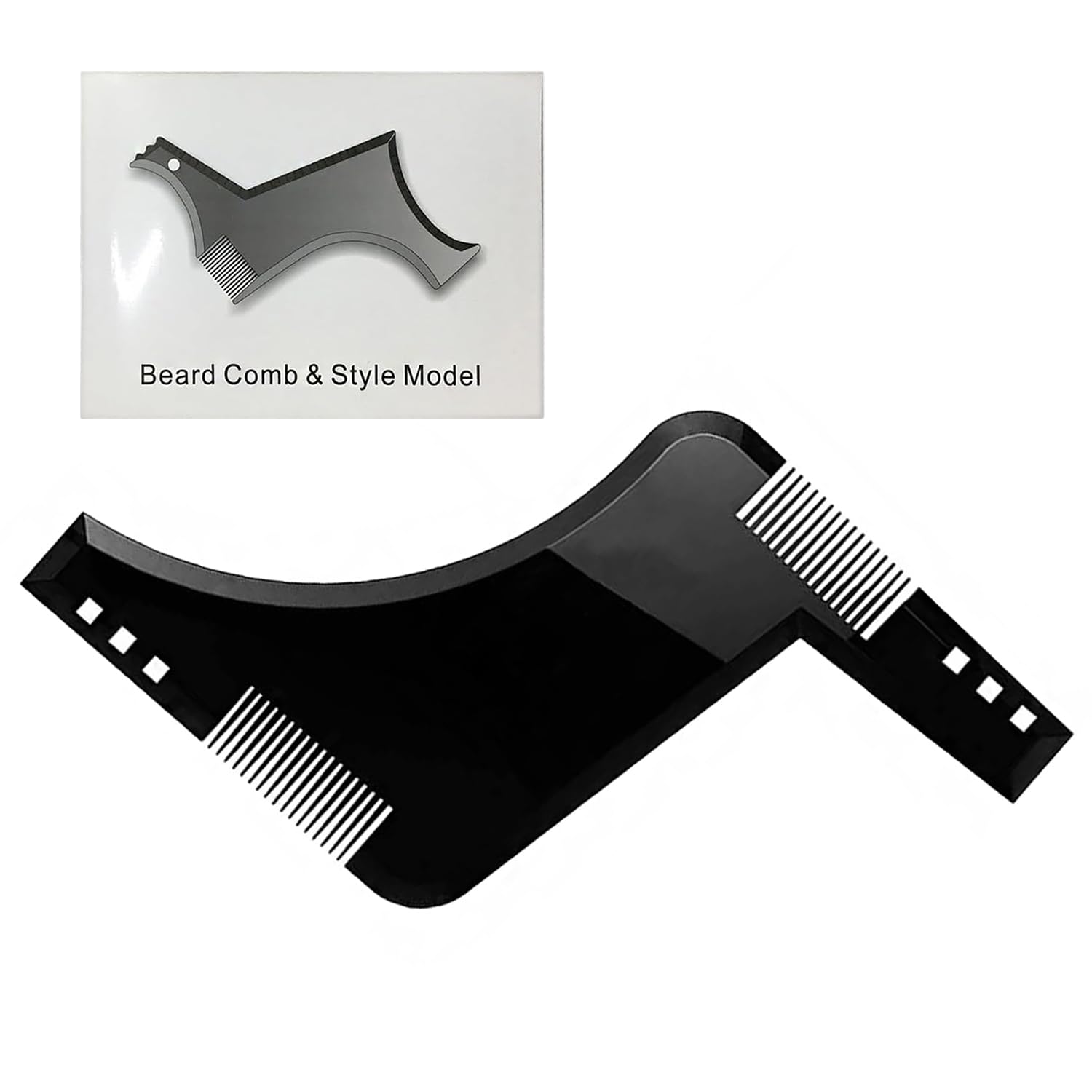 Beard Shaping Tool, Beard Lineup Tool with Inbuilt Comb, Beard Stencil Beard Template for Men, Curve Step Cut Beard Shaper for Line Up & Edging