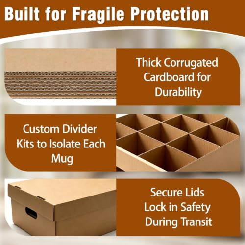 Cup & Mug Moving Boxes for Short Coffee Mugs, Tea Cups & Glassware Storage - Image 3