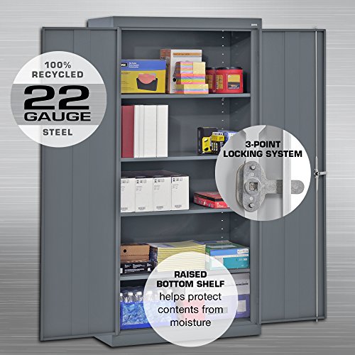 Sandusky Lee Ca41361872-09, Welded Steel Classic Storage Cabinet, 4 Adjustable Shelves, Locking Swing-Out Doors, 72" Height X 36" Width X 18" Depth, Black #TOP2