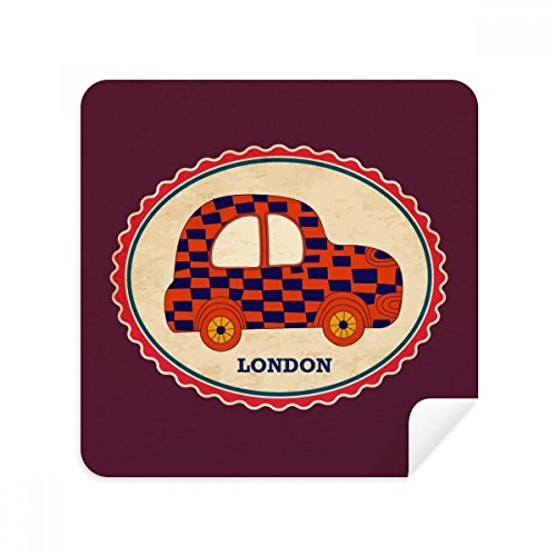 Chiffon de nettoyage lunettes Londres motif timbre voiture 2pcs tissu suède