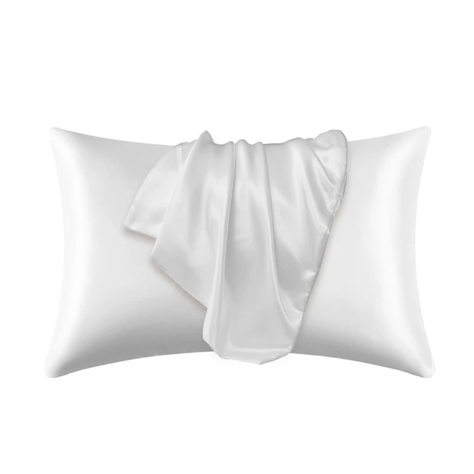 LYXYGMV Silk Pillow Cover Silky Satin Case Comfortable Home Decor for Bedrooms(White,1PCx51x66cm(20x26in))