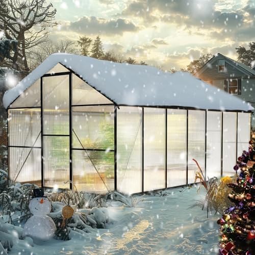 8×14FT Greenhouse for Outdoors, Large Walk in Green Houses for Outside and Winter Garden Planting, Heavy Duty Greenhouse Kit Withstands Strong Wind or Heavy Snow to Protect Vegetables or Plants