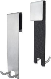 KoHuiJoo Shower Door Hooks, 7-Inch Over Door Hooks for Bathroom Frameless Glass Shower Door Stainless Steel Towel Hooks Heavy Duty Rack Hooks for Robe,Towel, Drilling-Free 2pcs (Long Sliver)