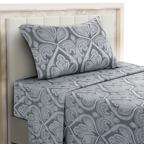 Hannah Linen Paisley Twin Sheet Set, 3 PC Soft Microfiber