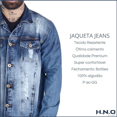 Jaqueta Jeans Masculina Azul Denim Estilosa Lycra Premium
