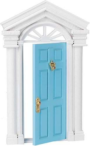 Miniatura 1 de Puerta de madera de casa de muñecas 1:12, mini mini hada de madera de abedul puerta de decoración de casa de muñecas, accesorio de decoración de