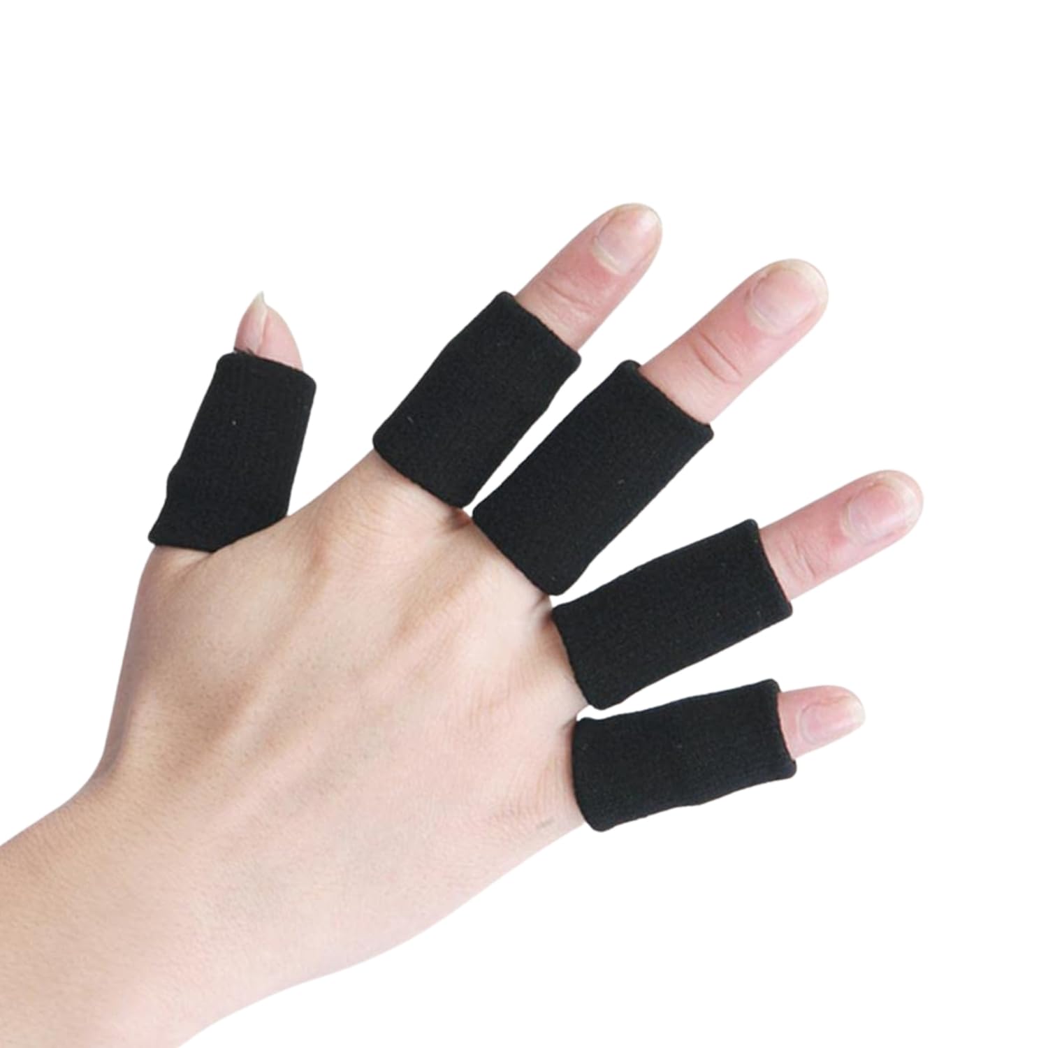 Prokick Finger Support Sleeve Protector with Comfortable Cushion Pressure for Cricket, Exercise, Gym Fitness, Volleyball, Badminton and Tennis, men & women 5 pc - Black (Free Size) - Image 3 thumbnail