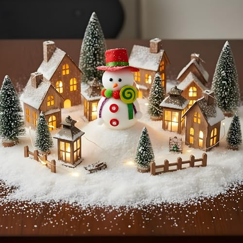 Image of Crackles Snowman Decoration 18CM with Scarf & Hat | Cute Christmas Snowman Figurine for Table, Home & Xmas Tree Decor | Festive Ornament for Party & Gifts