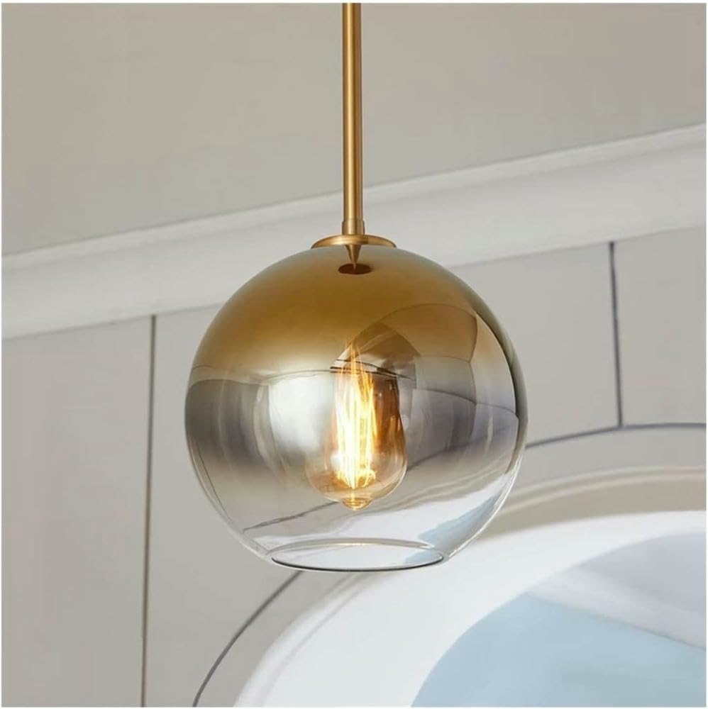ITOSUI Pendant Lamp Modern Ball Glass Chandelier Globe Gradient Pendant Light Adjustable Sphere Hanging Lamp Fixture for Kitchen(Natural,15cm/5.9inch)