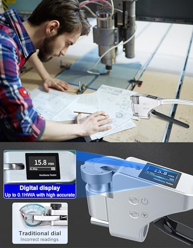 Image of Digital HWA Hardness Tester 6-in-1 Hardness Tester with HWA, HRE, HRF, HRB, HV, HB Systems Portable Hardness Tester for Aluminum Alloy, Brass, Copper, Mild Steel (Model AMT308)