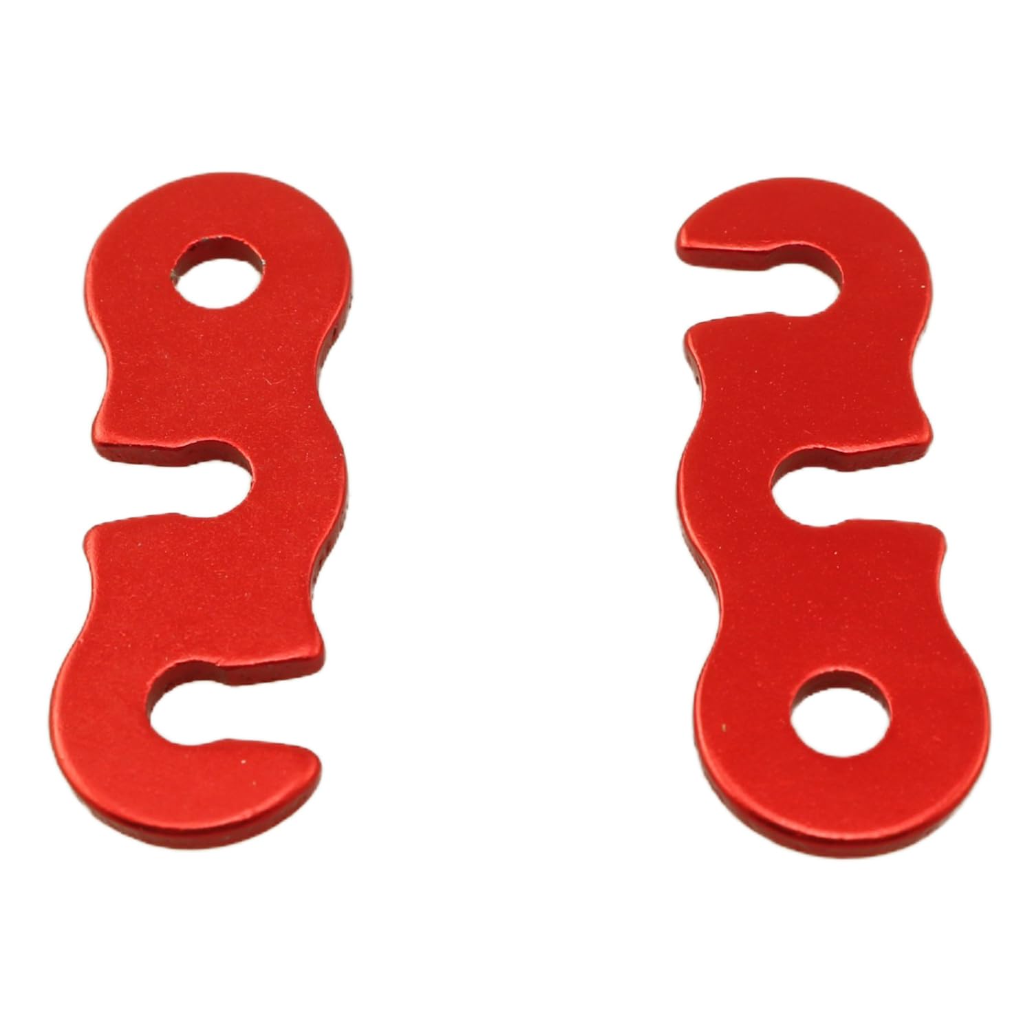 YTgilo 20PCS Red Aluminum S Type Wind Rope Buckle 3 Hole Wind Rope Buckle Outdoor Camping Aluminum Parachute Rope Buckle Rope Tensioner Adjuster for Tent Camping Hiking Accessories